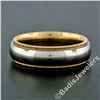 Image 2 : Men's 18kt White and Yellow Gold 5.5mm Milgrain Edged Band Ring