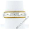 Image 4 : Men's 18kt White and Yellow Gold 5.5mm Milgrain Edged Band Ring