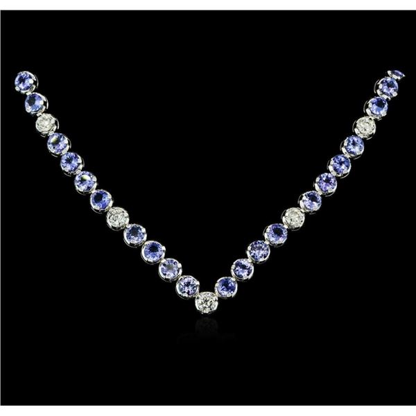 14KT White Gold 11.52 ctw Tanzanite and Diamond Necklace