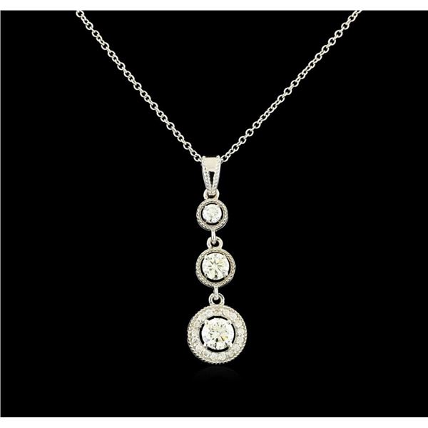 1.06 ctw Diamond Pendant With Chain - 14KT White Gold