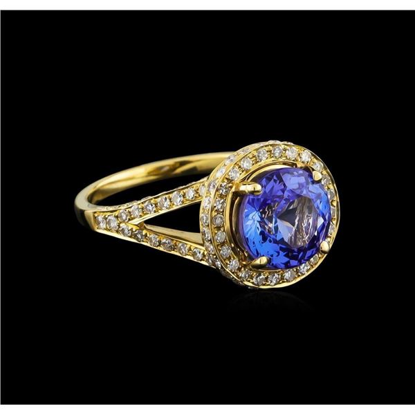 14KT Yellow Gold 2.96 ctw Tanzanite and Diamond Ring