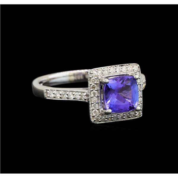 18KT White Gold 1.52 ctw Tanzanite and Diamond Ring