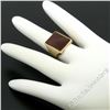 Image 3 : Vintage Men's Brushed 10k Yellow Gold Rectangular Carnelian Solitaire Ring