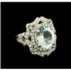 Image 1 : 4.03 ctw Aquamarine and Diamond Ring - 14KT White Gold