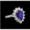 Image 1 : 14KT White Gold 3.25 ctw Tanzanite and Diamond Ring