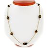 Image 1 : Vintage 10kt Yellow Gold 26.5" Round & Custom Cut Tiger's Eye Bead Chain Necklac