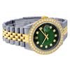 Image 3 : Rolex Mens 2 Tone 18K Green Vignette 2.5 ctw Diamond Datejust Wristwatch 36MM