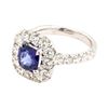 Image 1 : 1.62 ctw Sapphire and Diamond Ring - 14KT White Gold