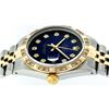 Image 7 : Rolex 2T Blue Vignette Pyramid Diamond Oyster Perpetual Datejust 36MM
