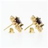 Image 4 : 14k Yellow Gold 3.80 ctw Oval Garnet & Layered Round Diamond Halo Stud Earrings