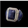 Image 2 : 14KT White Gold 20.59 ctw Sapphire and Diamond Ring
