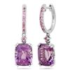 Image 1 : 14k White Gold  4.43CTW Amethyst and Pink Sapphire Earrings