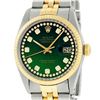 Image 1 : Rolex Mens 2 Tone Green String Diamond 36MM Datejust Wristwatch