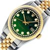 Image 2 : Rolex Mens 2 Tone Green String Diamond 36MM Datejust Wristwatch