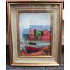 Image 1 : Italian "Boats" Oil on Board Painting #1789770