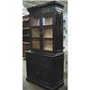 Image 1 : ANTIQUE BLACK PAINT LINEN PRESS BOOKCASE #1790160