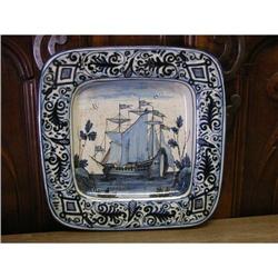 ITALIAN MAJOLICA MONTELUPO SQUARE PLATE #1801323