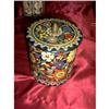 Image 1 : Hand Painted Flowered Tin Container from #1801484