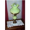 Image 1 : Fenton Student Lamp Lime Sherbet Poppy Pattern #1801602