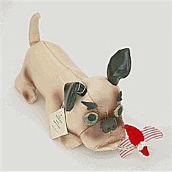 old  Leatherette Bulldog Autograph Hound Toy #1802196