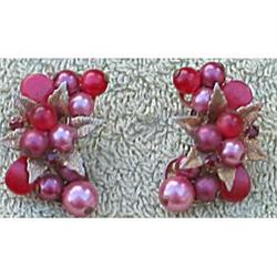 Purple Beaded Moon Costume Jewelry earrings #1802199