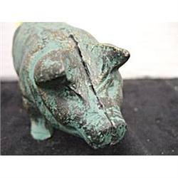 Vintage Cast Iron Pig Statue ~ estate #1802228