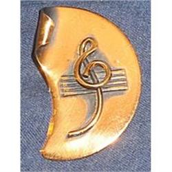 Goldtone Brass Funky Music Note Pin Brooch #1802234