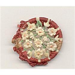 Celluloid String Circle Floral Brooch Pin #1802235