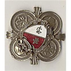 old Shield Brooch Pin ~ Red White Gold #1802239