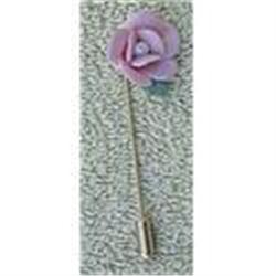 old Vintage Ceramic Rose Stick Pin #1802241