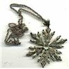 Image 1 : Vintage Large Snowflake Pendant on Chain #1802287