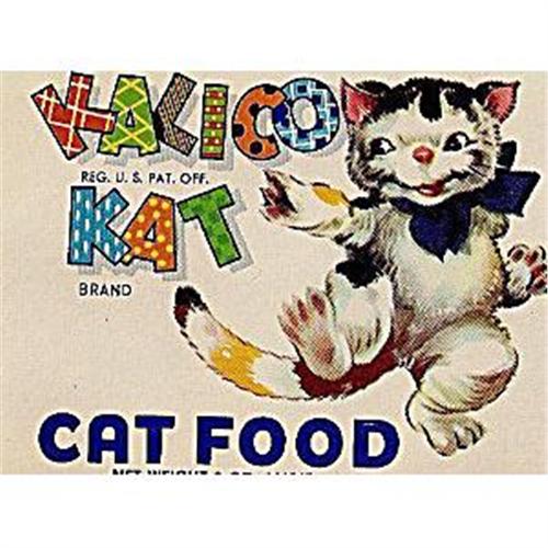 ORIGINAL UNUSED VINTAGE CAN LABEL 1950/'s KALICO KAT CAT FOOD BUFFALO NEW YORK