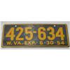 Image 1 : 1950s WEST VIRGINA LICENSE PLATE CEREAL PREMIUM#1802571