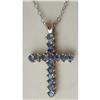 Image 1 : 14K WHITE GOLD AND SAPPHIRE CROSS & CHAIN #1814552