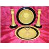 Image 1 : 30s Diamond Glass-Ware Yellow/Black Console Set#1814709