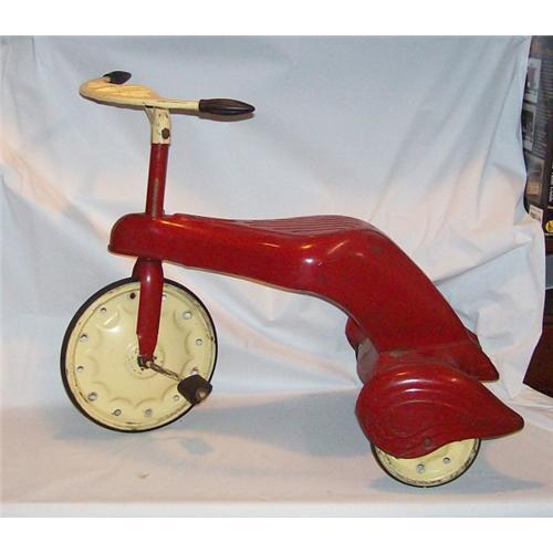 Jouet Ancien Tricycle Sunshine - 1930 - Métal Rouge - Pièce Rare De Collection