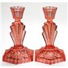 Image 1 : Pink Depression Glass Art Deco Candlesticks #1823335