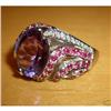 Image 1 : 14K White Gold Diamond Amethyst Ruby Ring #1823753