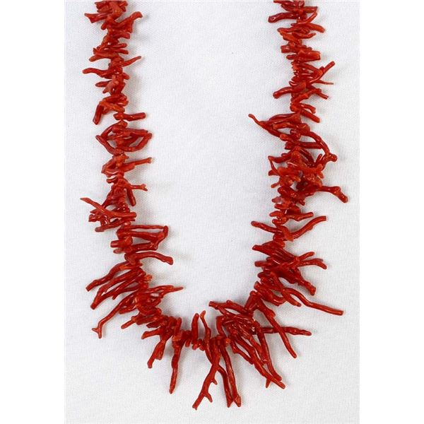 Navajo Old Pawn Sterling Branch Coral Necklace