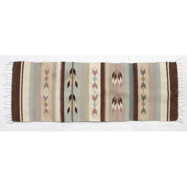 Mexican Pastel Wool Fringed Textile Rug