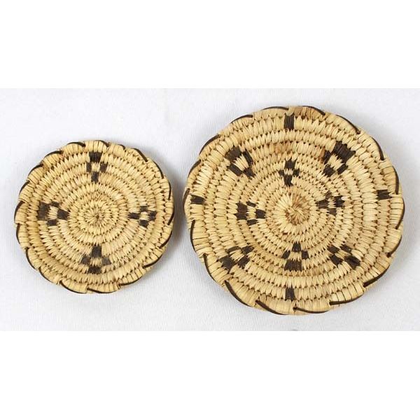 2 Traditional Tohono O'odham Flat Baskets
