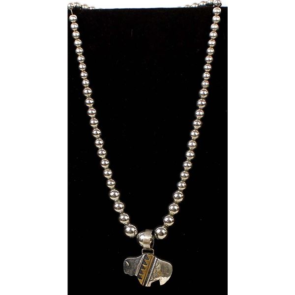 Tommy Singer Sterling Buffalo Pendant Necklace