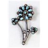 Image 1 : Zuni Old Pawn Sterling Turquoise Flower Pin