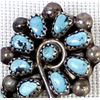 Image 2 : Zuni Old Pawn Sterling Turquoise Flower Pin