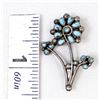 Image 7 : Zuni Old Pawn Sterling Turquoise Flower Pin