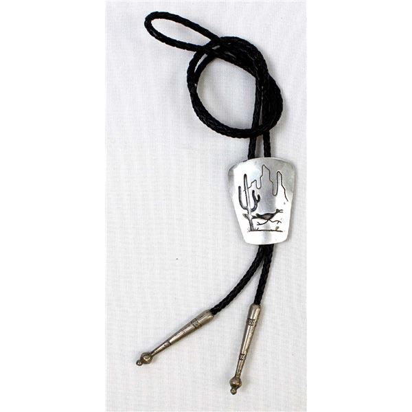 Navajo Sterling Roadrunner Bolo Tie