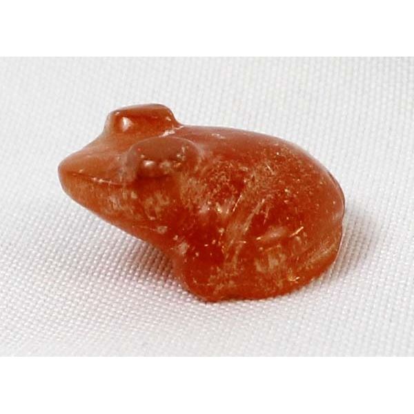 Zuni Carved Orange Alabaster Frog Fetish