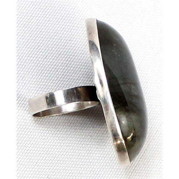 Large Sterling Labradorite Ring, Size 7