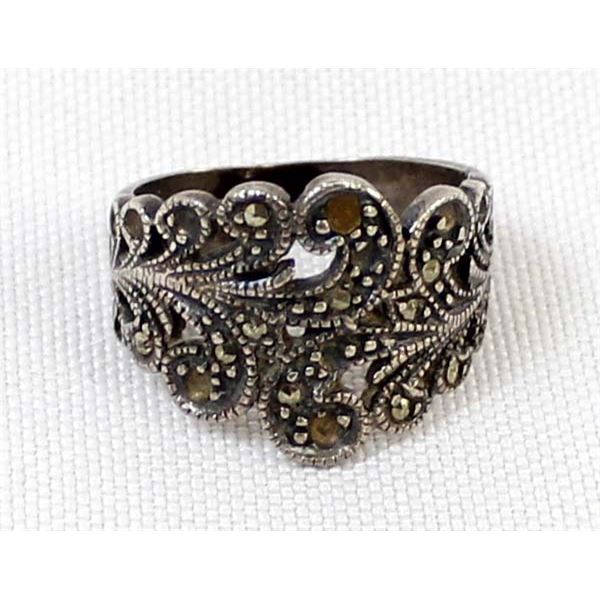 Sterling Marcasite Ring, Size 6.5