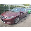 Image 1 : 2013 HONDA ACCORD SPORT, 4DR SEDAN, RED, VIN # 1HGCR2F58DA806509